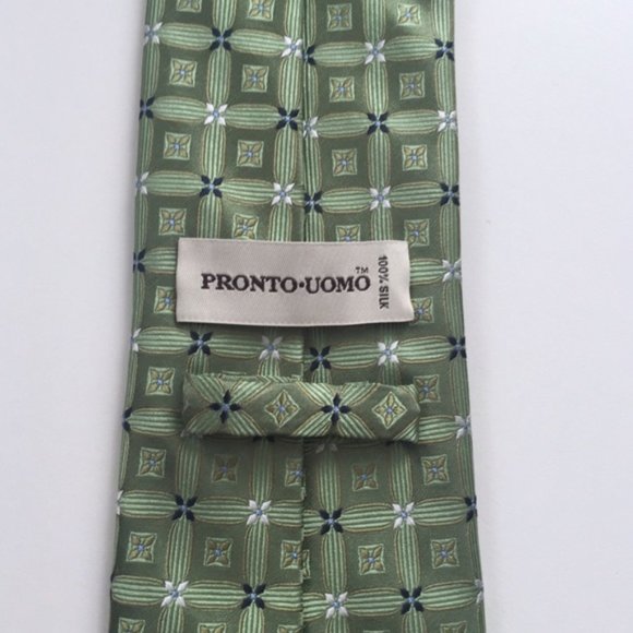 Silk Pronto Uomo Like New Green Tie - Picture 2 of 5